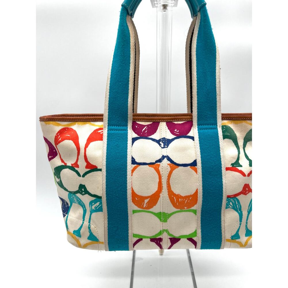 Coach Vintage Y2K Hampton Scribble Signature Tote Bag, Rainbow Multicolor - Picture 9 of 13